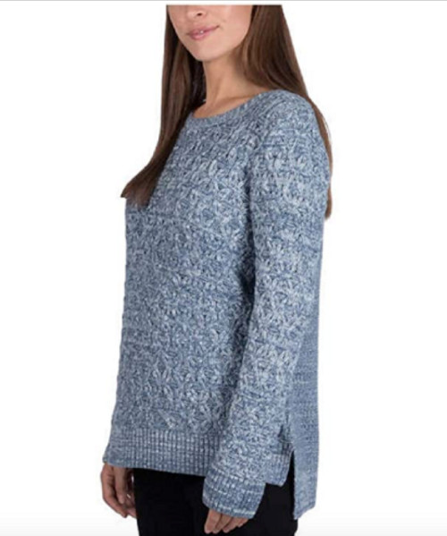 Jeanne Pierre Ladies’ Fisherman Cable-Knit SweaterColor-Denim Combo Size-S NWT
