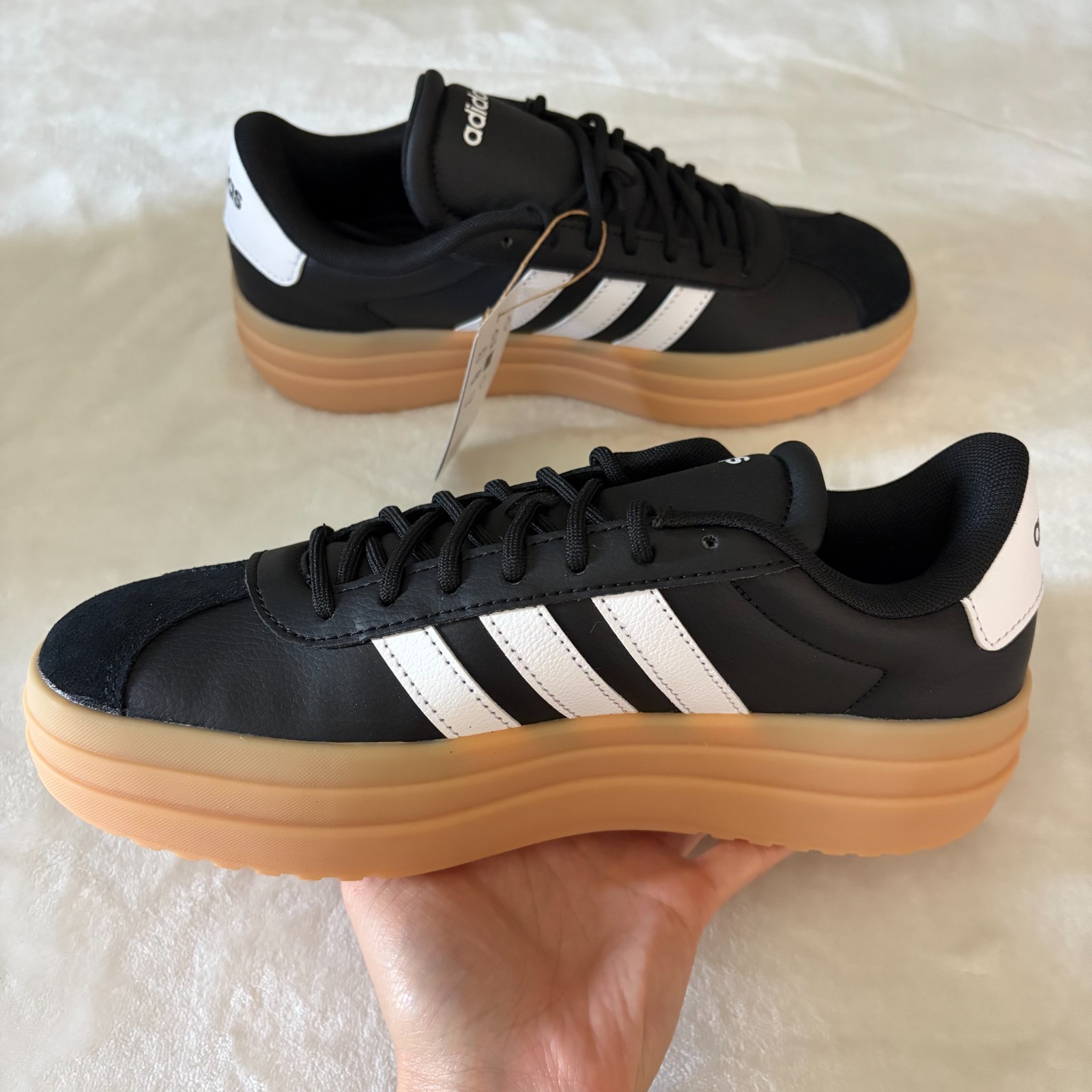 NEW Adidas Women’s VL Court Bold Casual Black White Multi sz – ih3081