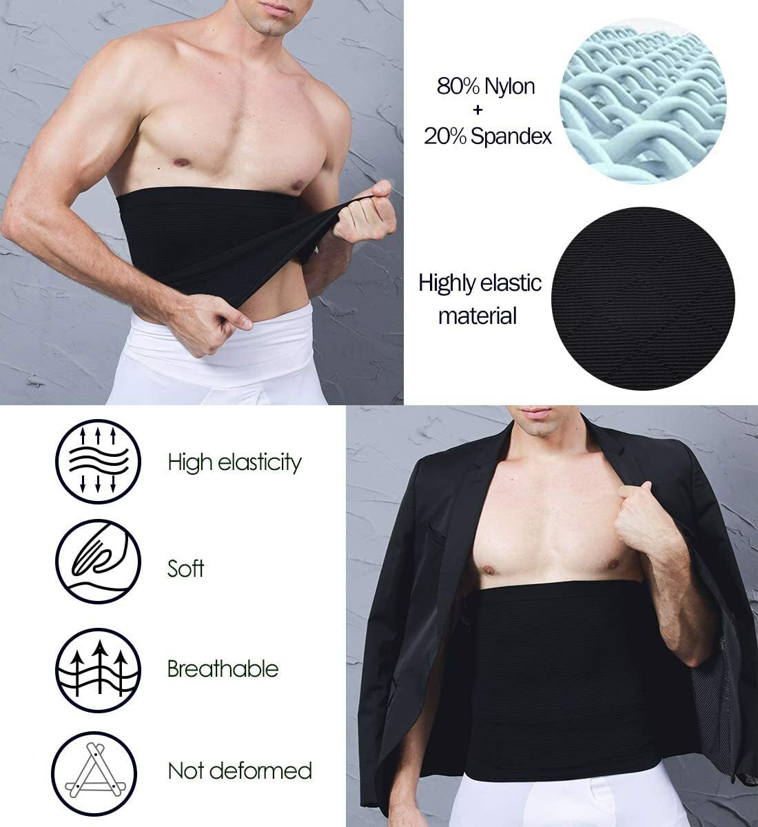 Men’s Compression Elastic Waist Trainer Clincher Girdle Weight Loss Body Shaper