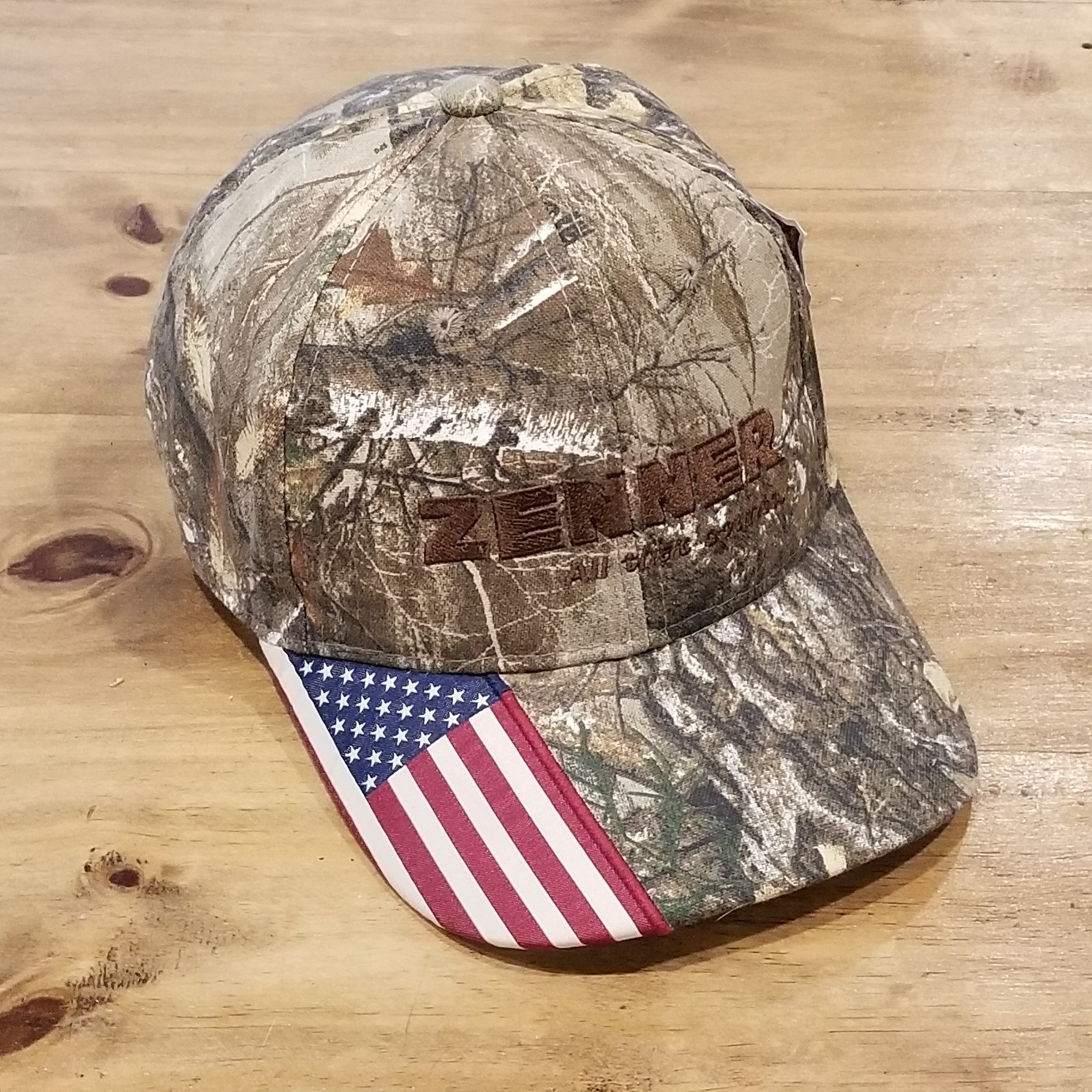 Camouflage Hat Cap Strap Back Outdoor Cap Zenner USA Flag One Size