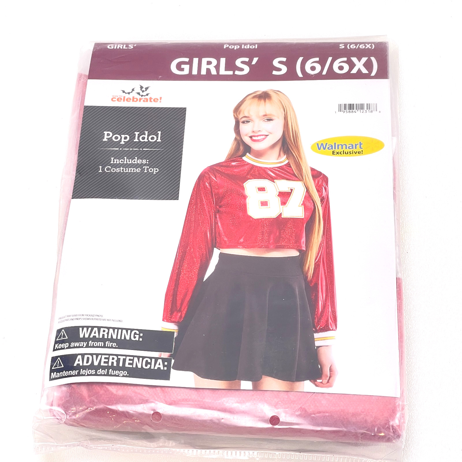 Way To Celebrate “Pop Idol” Musician Halloween Costume Girls Sz S 6/6X – New