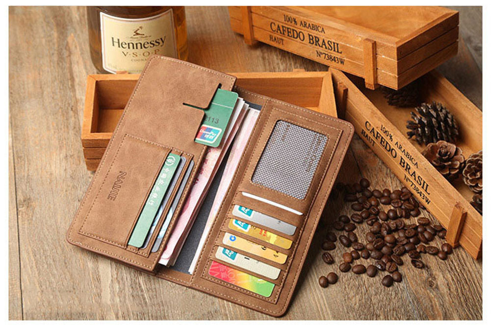 Men’s Bifold Leather Breast Pocket Card Holder Suit Purse Long Wallet Checkbook