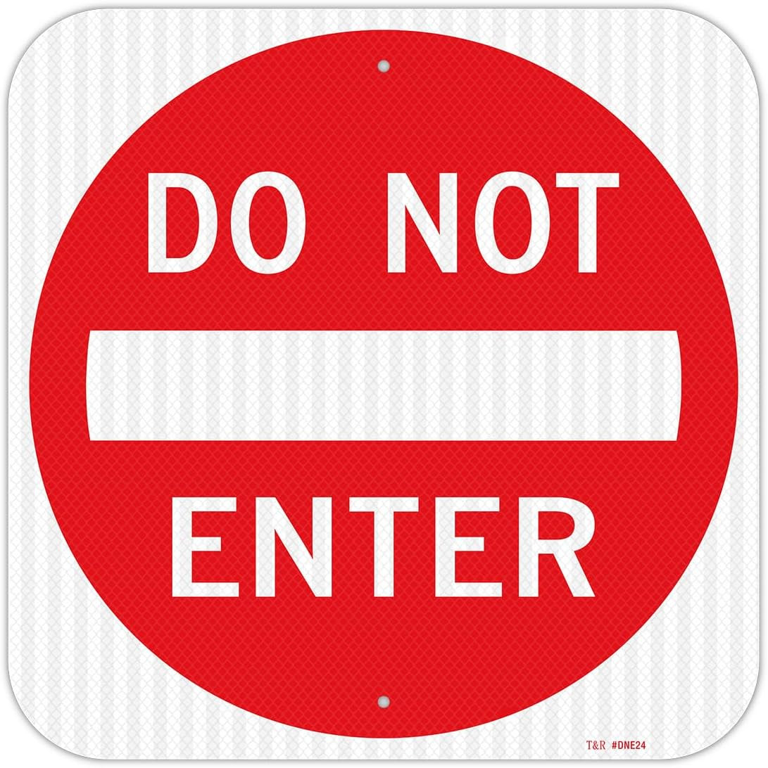 Large Do Not Enter Sign Street Road Sign 24 X 24 Inches. Engineer Grade Reflecti