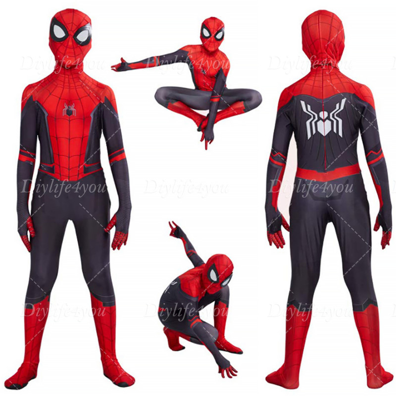 Kids SpiderMan Cosplay Costume Boys Tobey Maguire Outfit Jumpsuit Fancy Dress