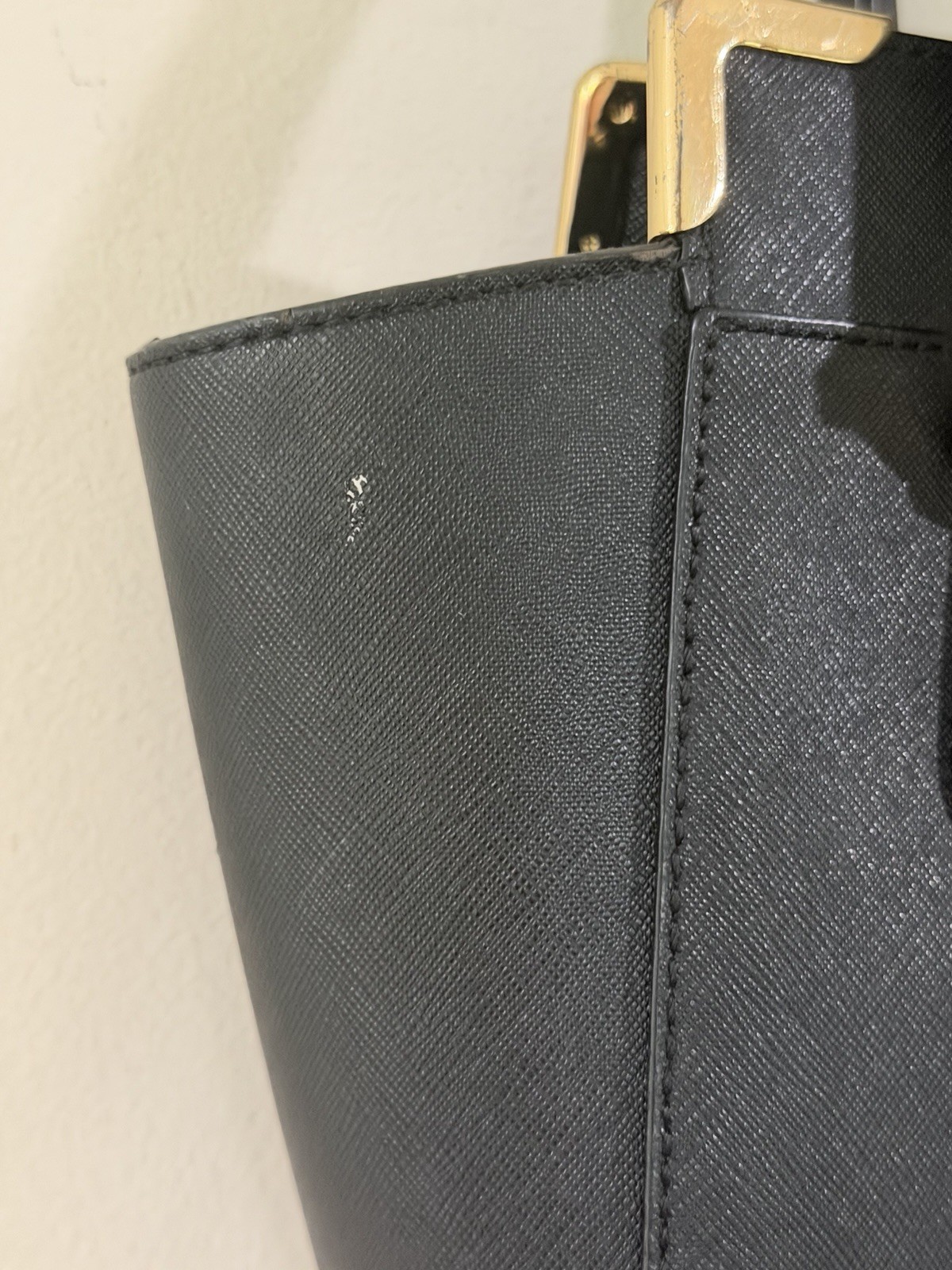 CALVIN KLEIN BLACK SAFFIANO LEATHER SATCHEL HANDBAG