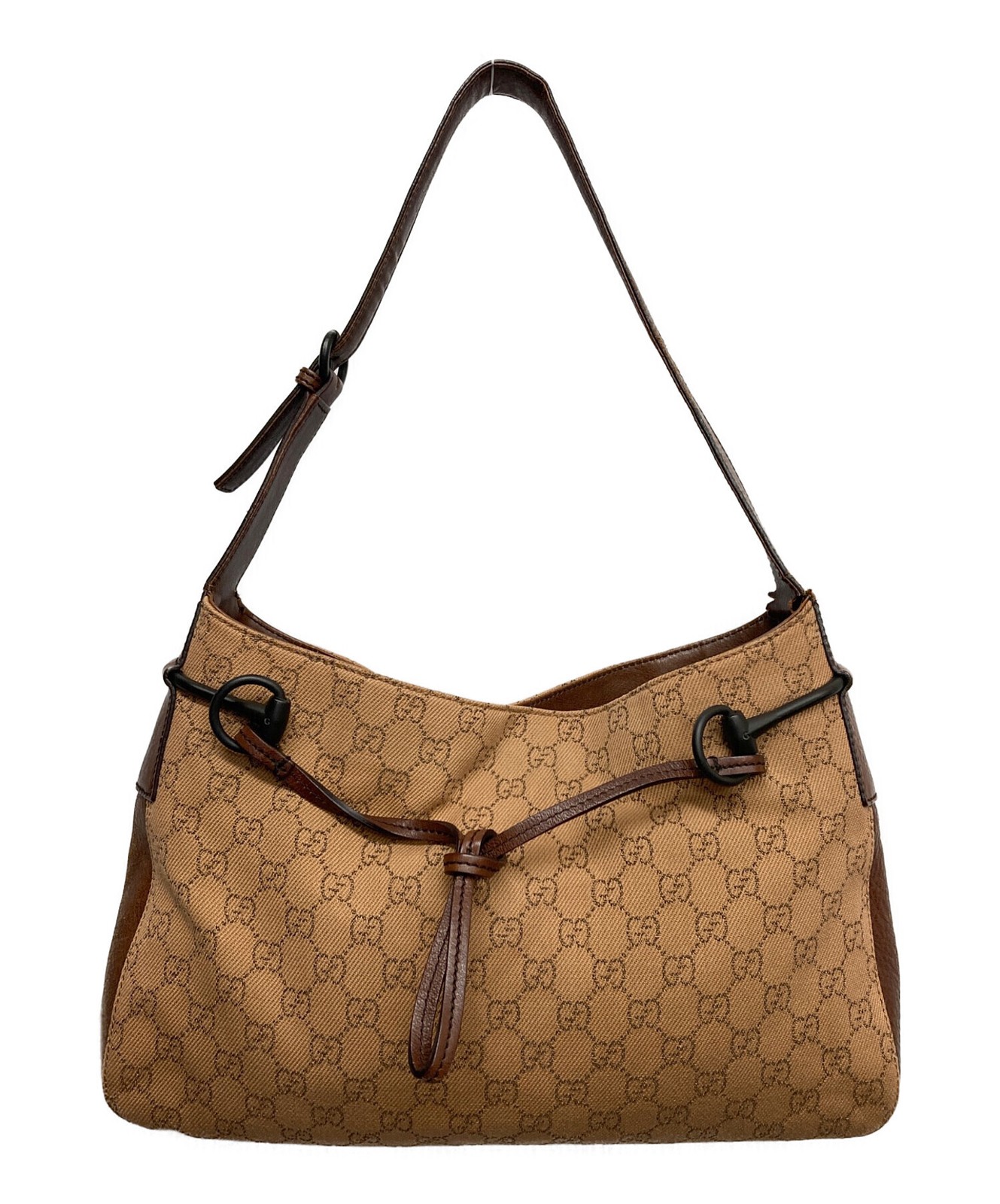 GUCCI Shoulder bag GG canvas Leather Brown Authentic From Japan