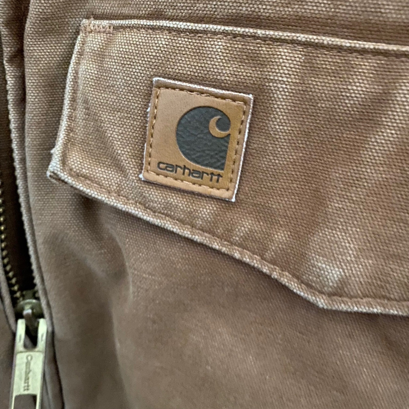 Carhartt J165 BRN Sandstone Duck Arctic Quilt Lined Bomber Jacket Mens Medium