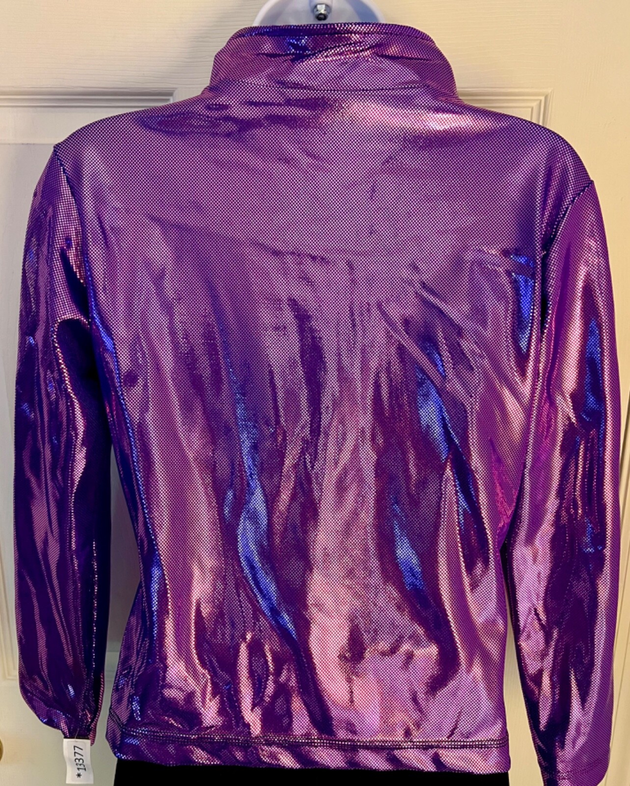GK WARM UP JACKET ADULT SMALL PURPLE SHIMMER FOIL ZIP FRONT GYMNAS DANCE CHEER S