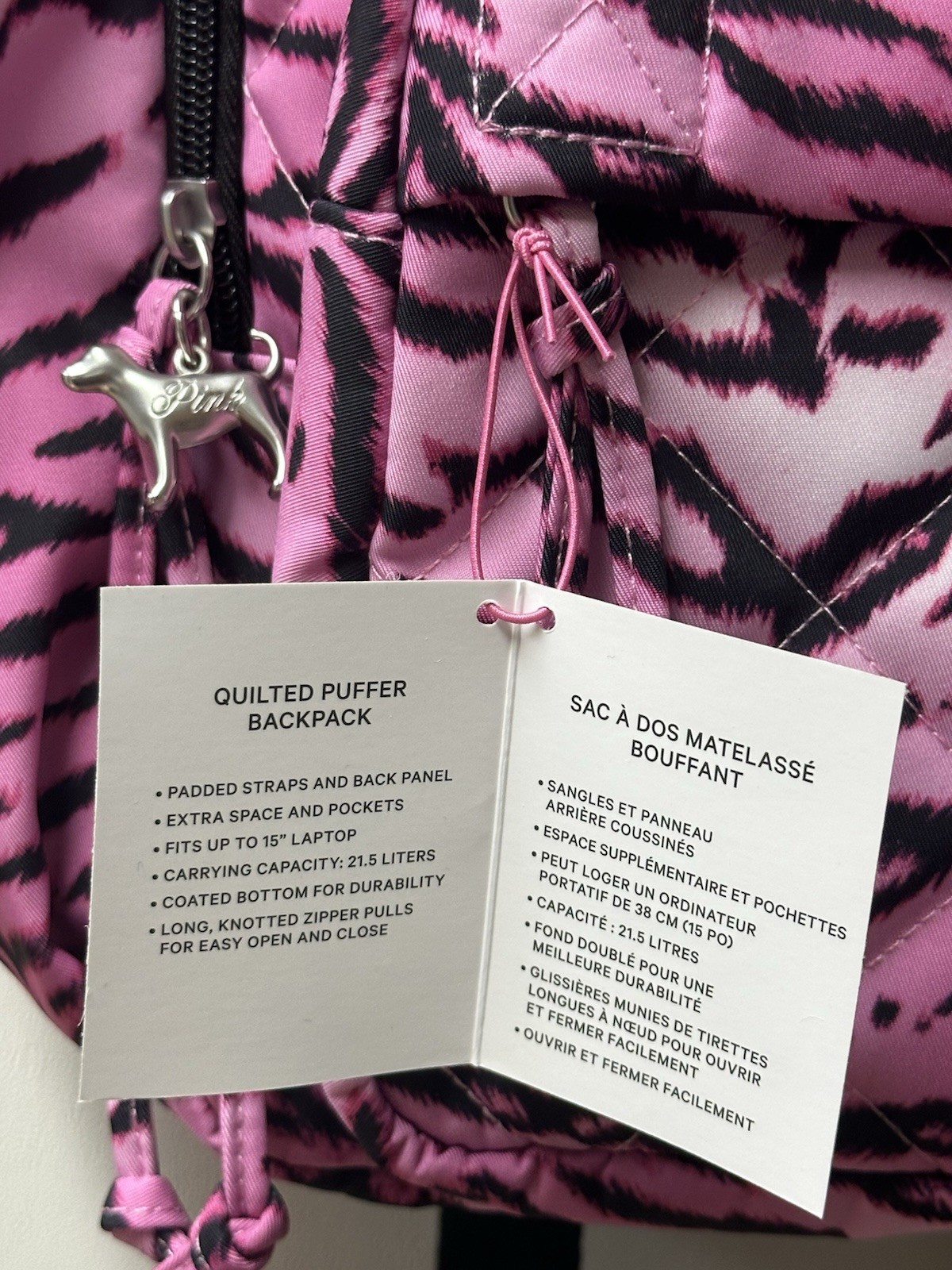 Victorias Secret Pink Quilted Backpack Bookbag In Pink Zebra New 2026