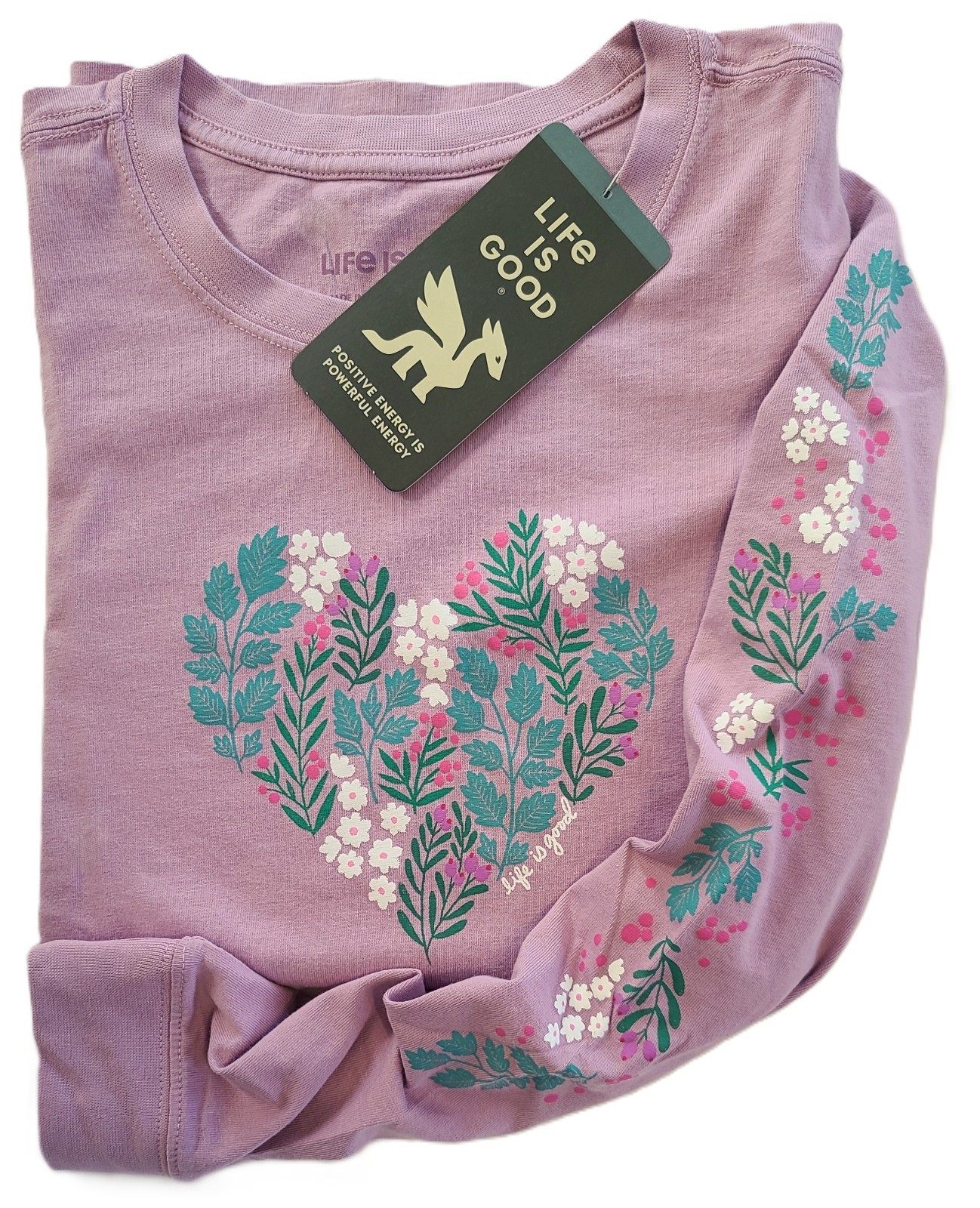 Life Is Good LS Shirt Crusher Tee Wild FLOWERS HEART Floral Chest51in Womens XXL