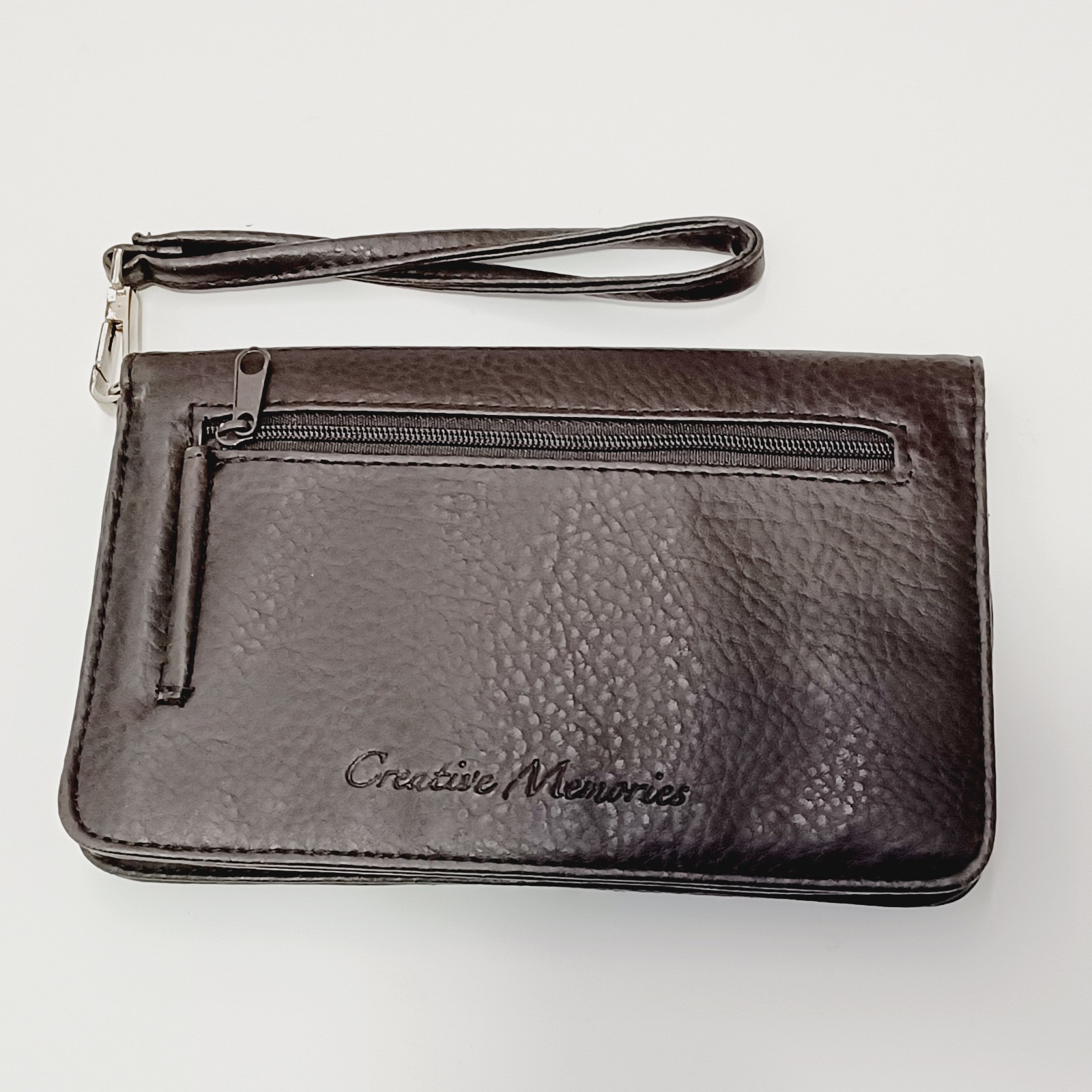 Creative Memories Brown Blue Tan Brown Stripe Wristlet Wallet