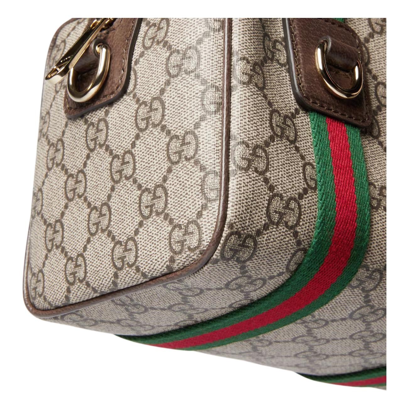 GUCCI GG Monogram Canvas Handbag Mini Unisex Beige Brown 7.9 x 5.1 x 5.1 in