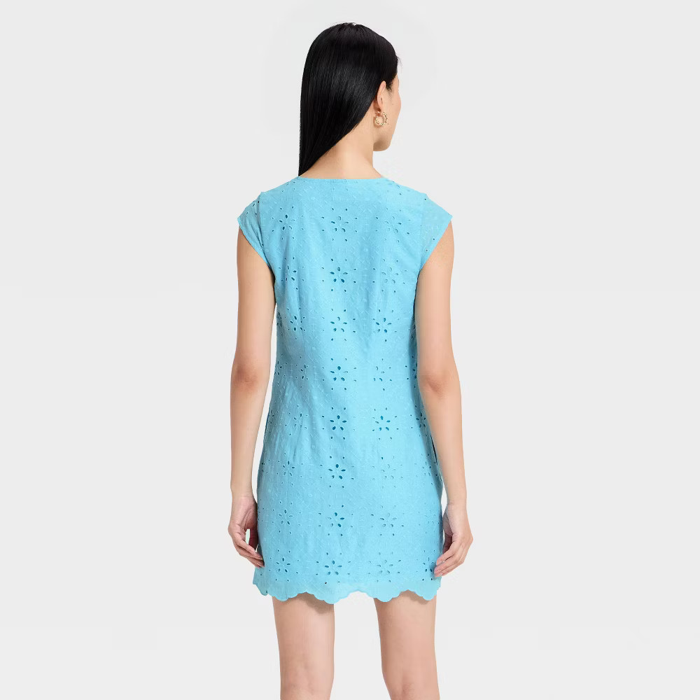 Women Eyelet Mini Dress – A New Day Blue S