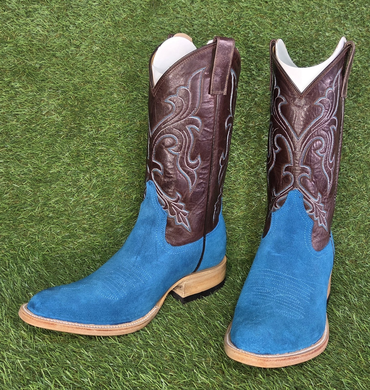 Men’s New Turquoise Suede Cowboy Boots All Sizes And Toe Styles Available 🔥🔥🔥