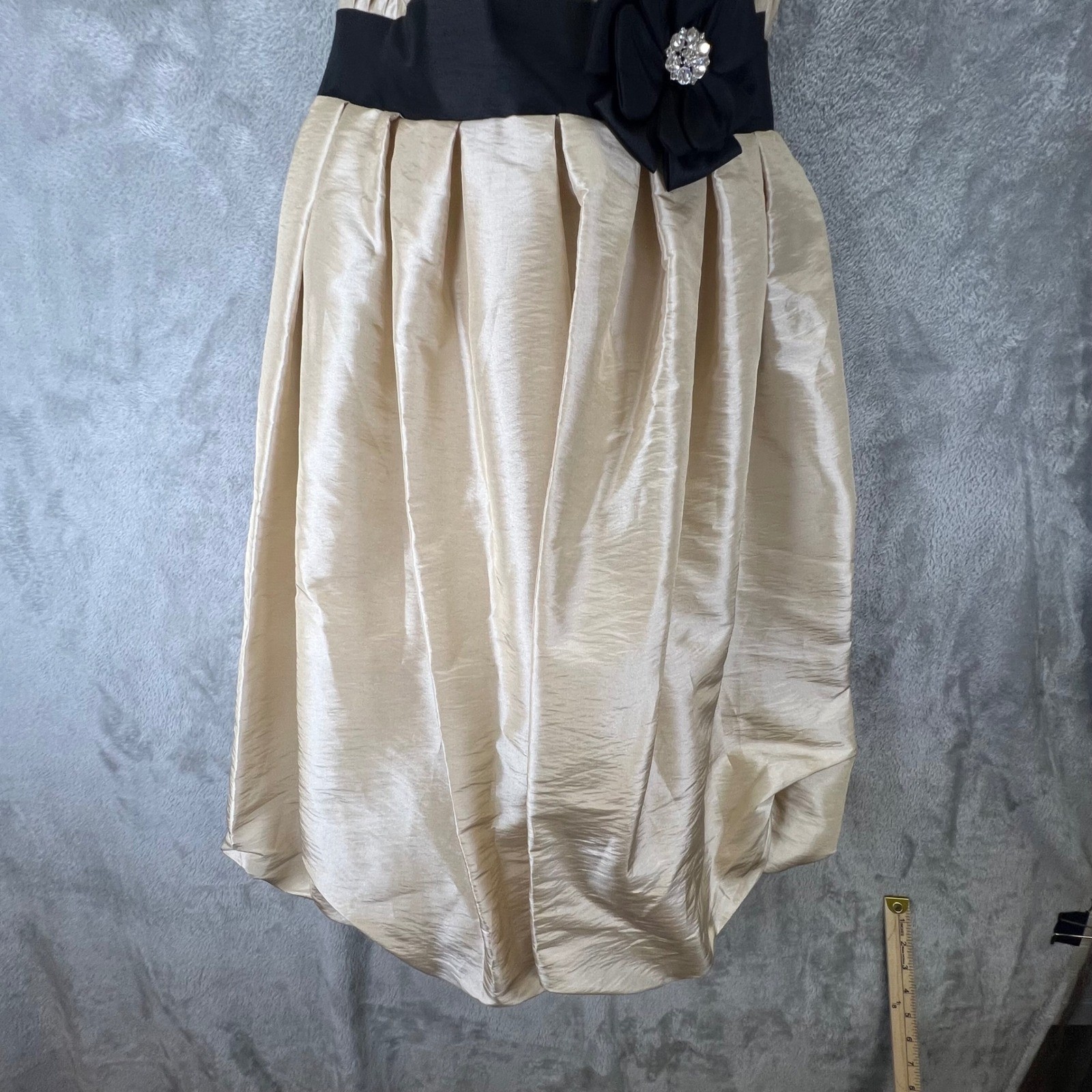 Champagne Gold Strapless Bubble Hem SZ 12 Dress Regencycore Gala Coquette Party