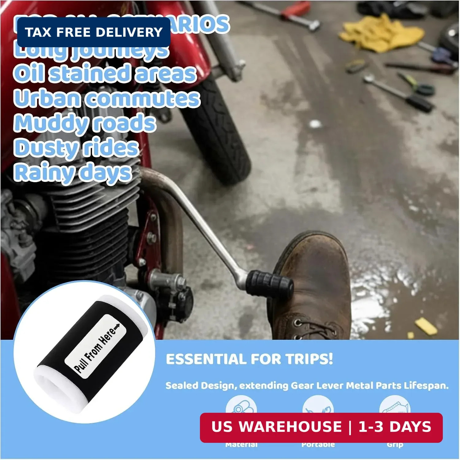 7-Piece Motorcycle Shoe Protector Universal Shifter Cover Rubber Boot Guard Men