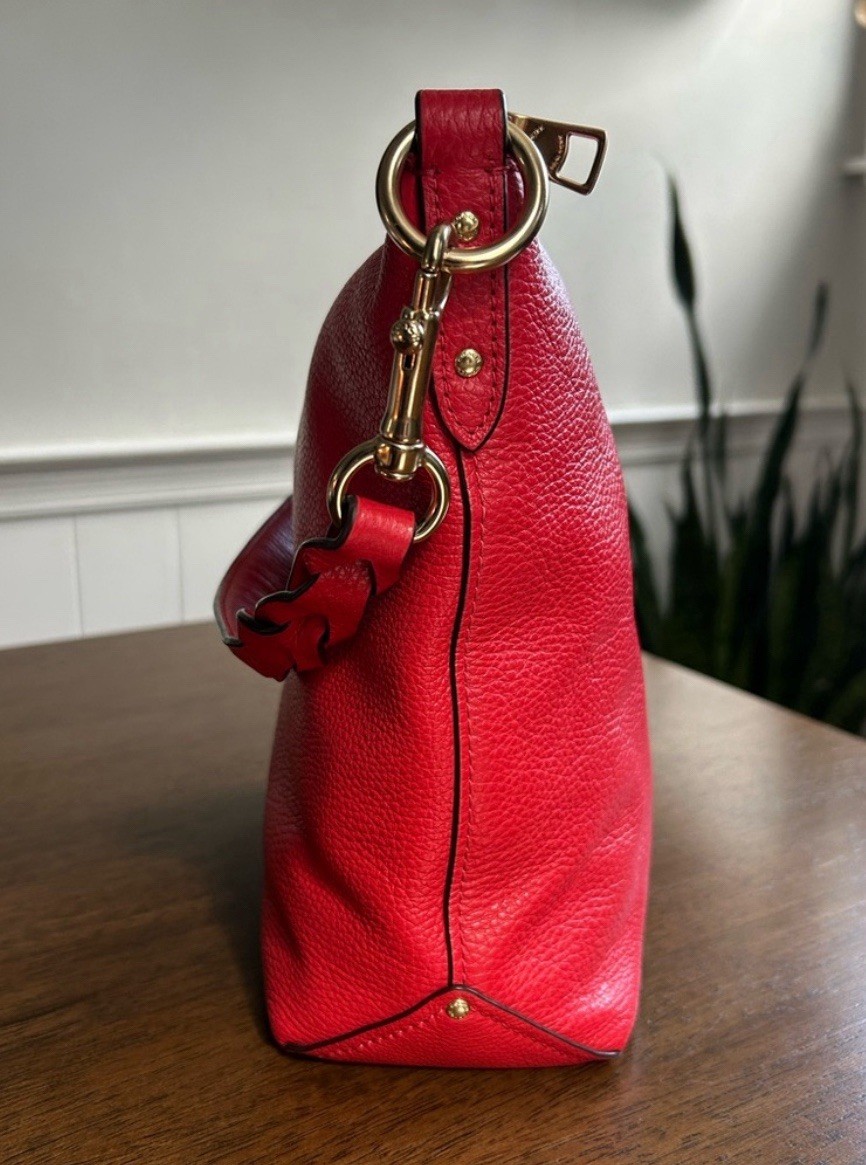 COACH Mini Abby Duffel Shoulder Crossbody Bag RED Pebble Leather