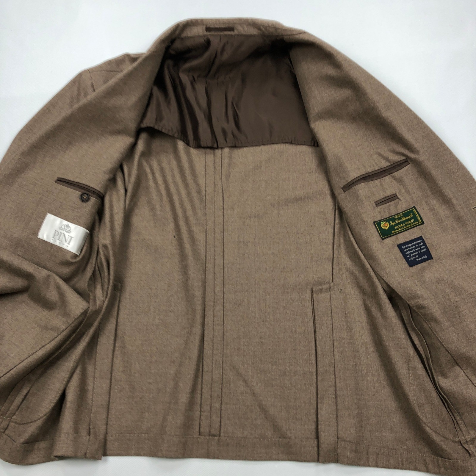 Pini Parma Loro Piana Pecora Nera Wool Blazer Taupe Italy Sz 48 US Unstructured