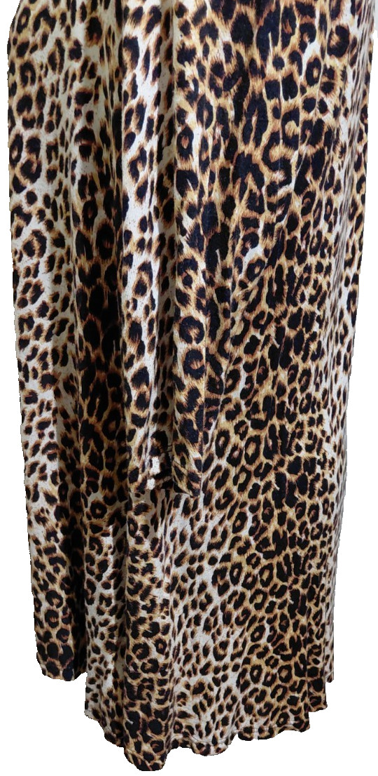 Blooms in the City Leopard Print Tunic Top Black Brown Short Sleeve V Neck Large