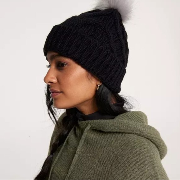 CALIA Cable Knit Pom Beanie NWT