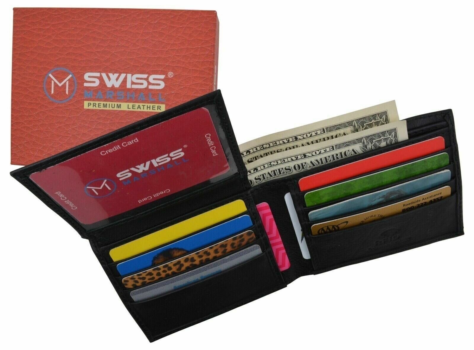 Genuine Leather Minimalist Bifold Wallets For Men RFID Blocking Slim Mens Wallet