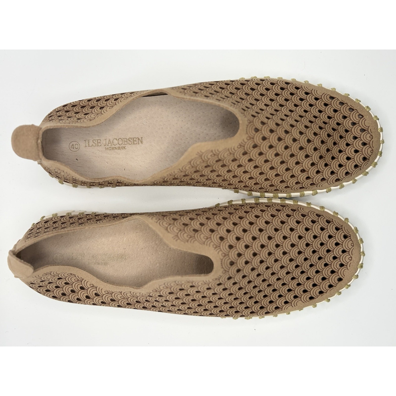 Ilse Jacobsen Hornbæk Tulip Latte Laser Cut Slip-On Flats EU 40 US 9-9.5 Comfort