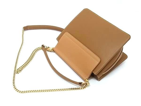 POLENE Numero Sept Leather Chain 2WAY Crossbody Shoulder Bag Handbag Brown FS467
