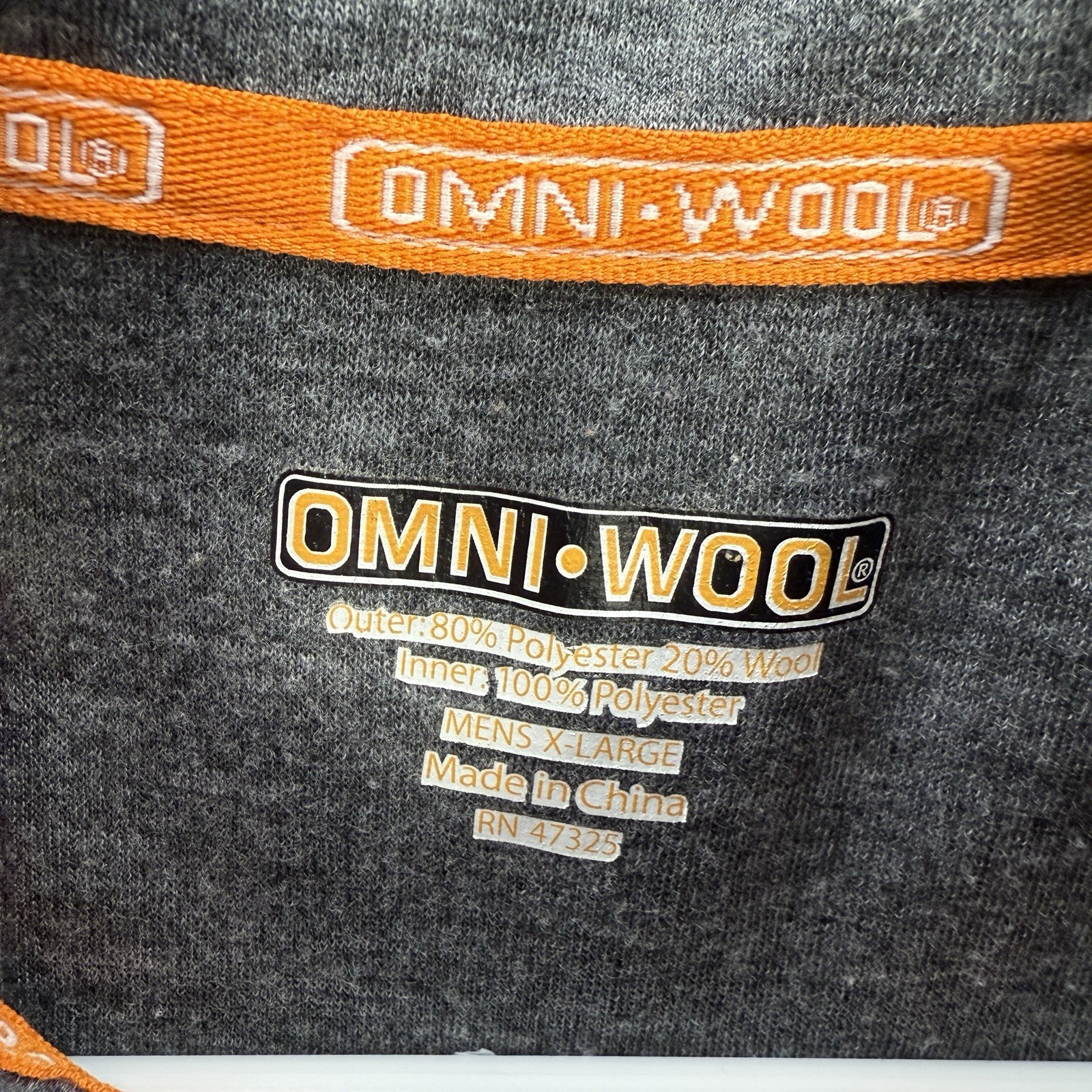 Omni Wool Sweater Adult XL Gray Pullover 1/4 Zip Wool Blend Base Layer Stretch