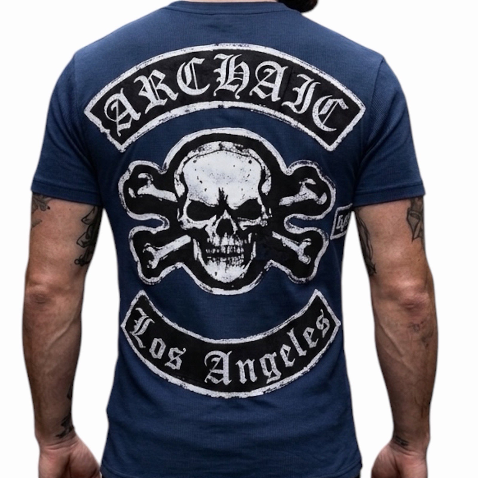 ARCHAIC by AFFLICTION Navy Blue KING Short Sleeve Slim Fit Y2K T-shirt NWT