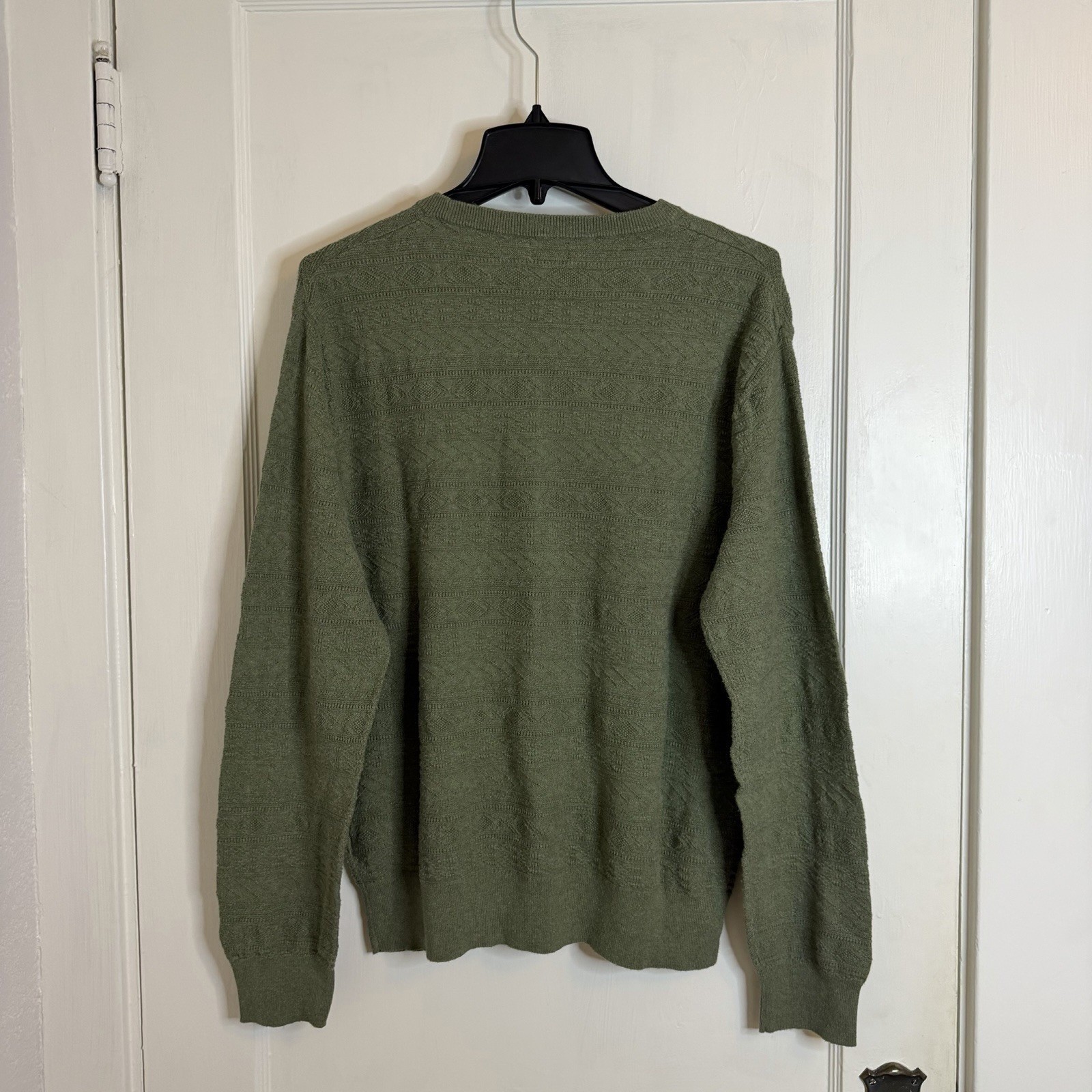 J Crew Sweater Mens M Green Cotton Guernsey Knit Pullover Crewneck Normcore