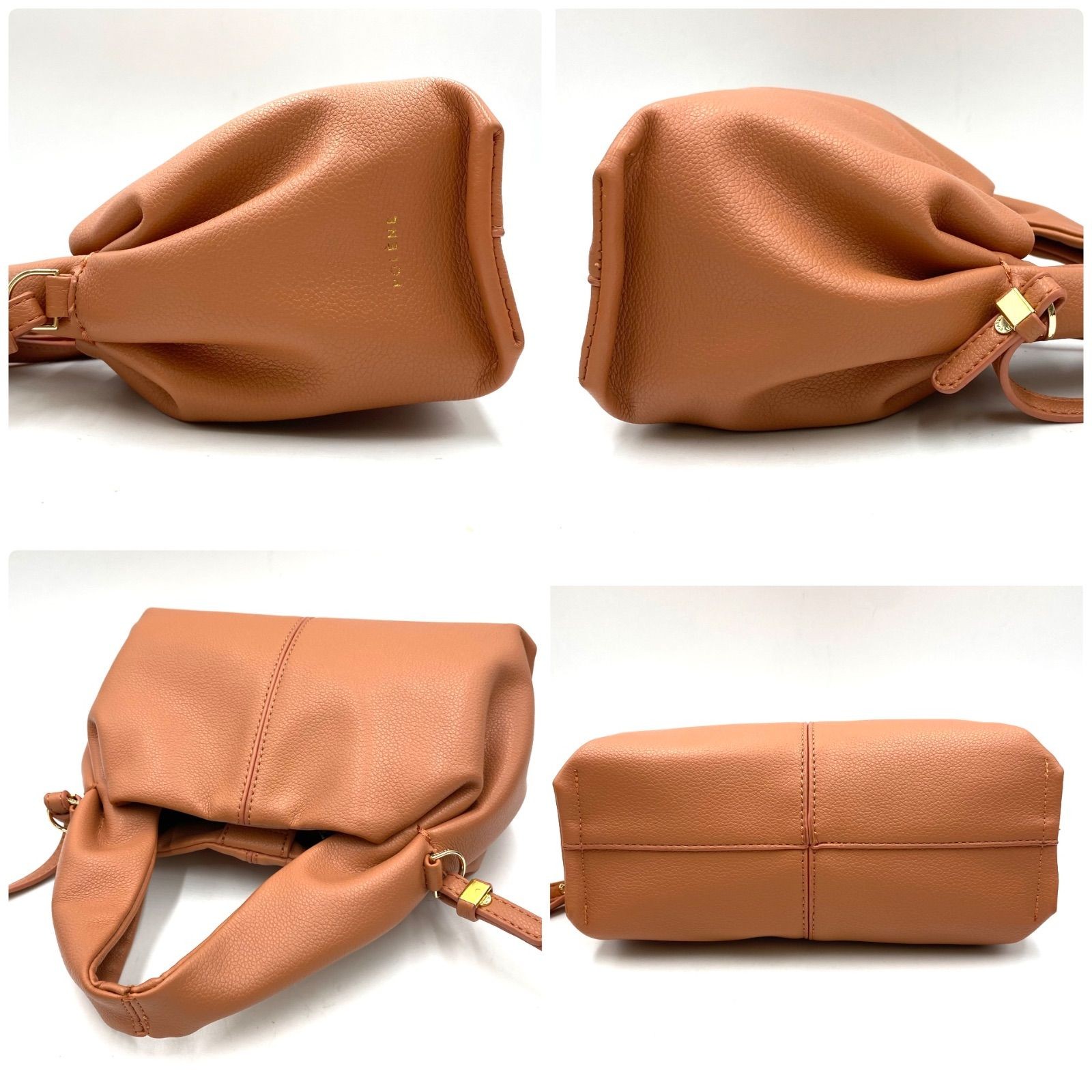 Excellent Condition POLENE Leather Leather Shoulder Bag Crossbody Salmon Pink Sp