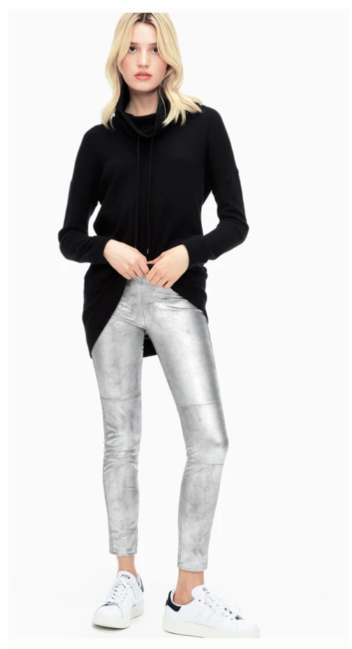 NWT Splendid Women’s Faux Leather Metallic Silver Leggings Size XS S M L XL $150