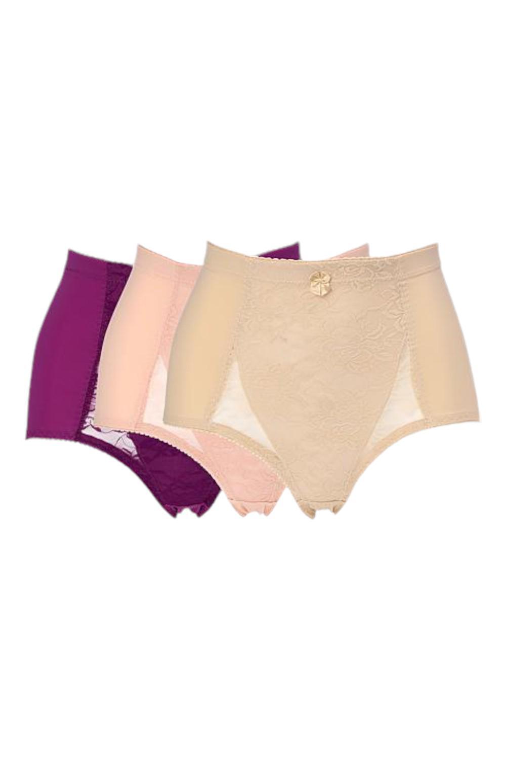 Rhonda Shear Women’s 3-pack Classic Pin-Up Brief Pink/Lt Beige/Purple