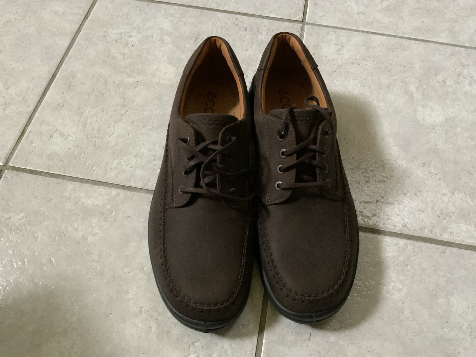 ECCO Sea walker Men’s Brown Leather Lace-Up Shoes Breathable EU 47 US size 13
