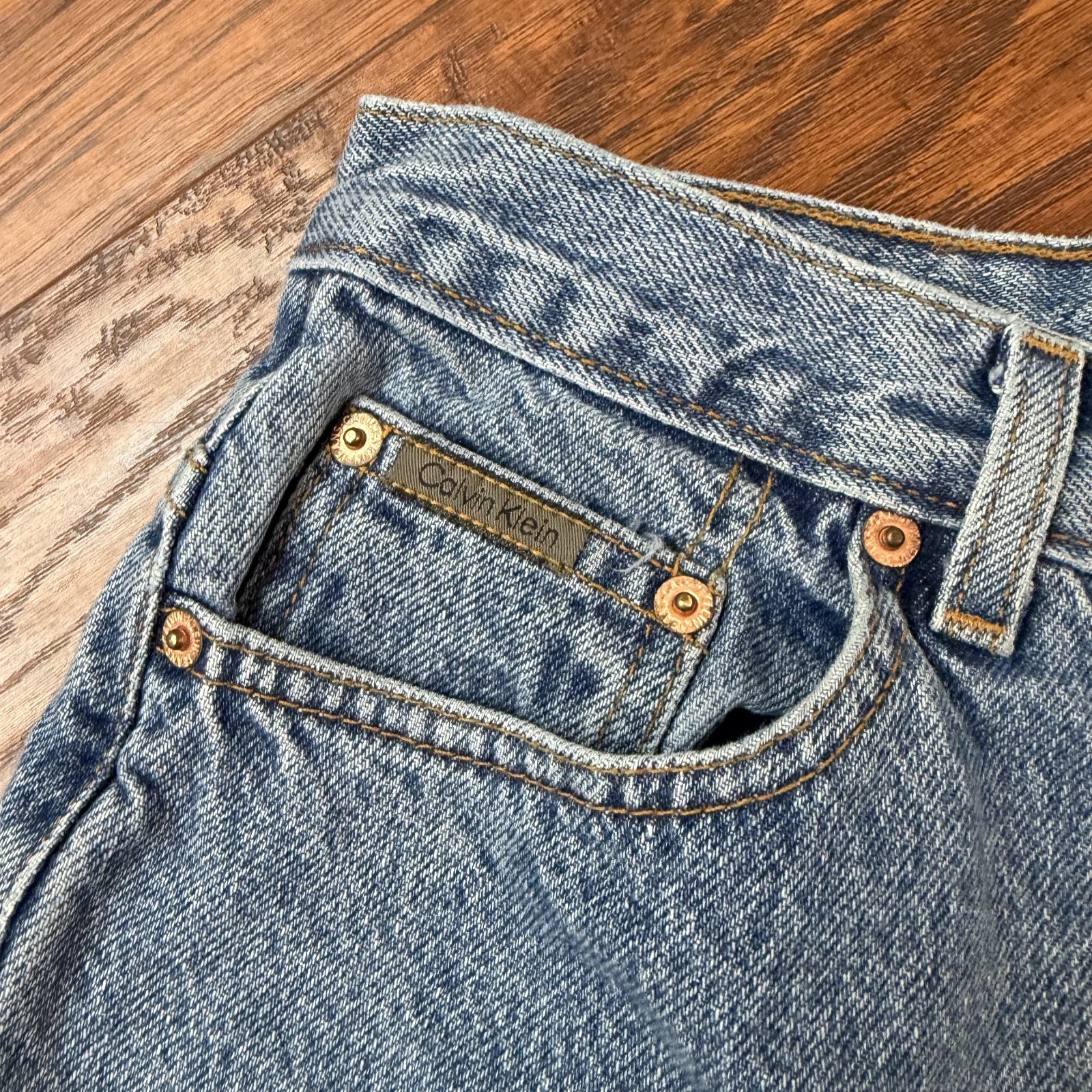 VINTAGE Calvin Klein Jeans Womens 8 Tapered High Rise Stonewash Denim USA 24×32