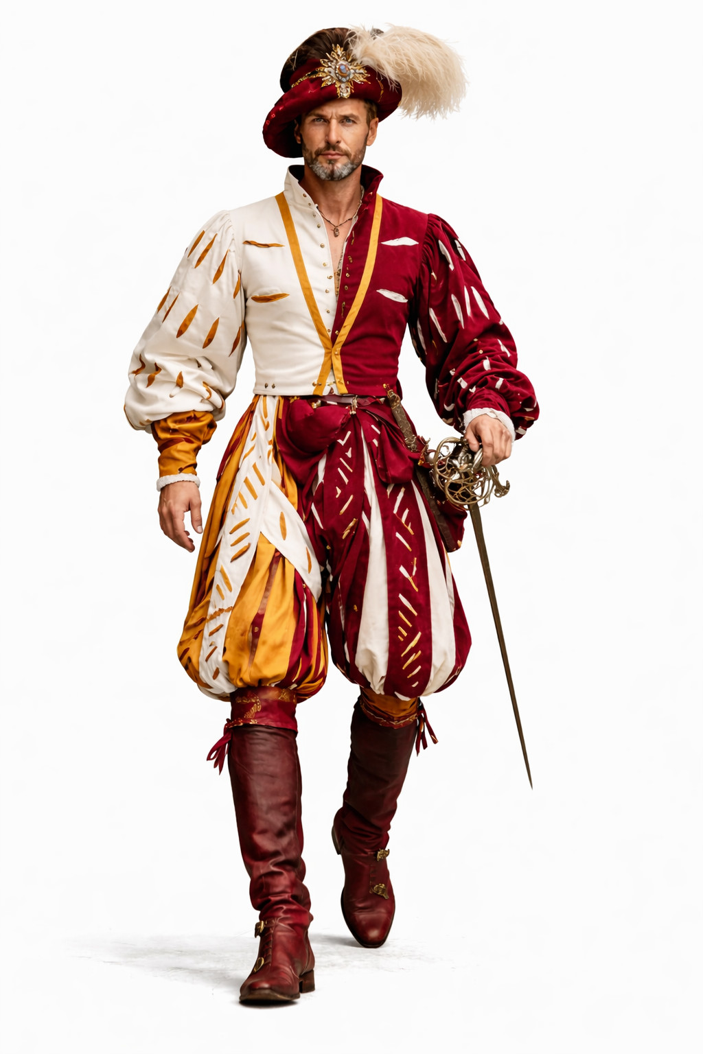 Renaissance German Landsknecht Outfit For Men-Medieval Festival Costume
