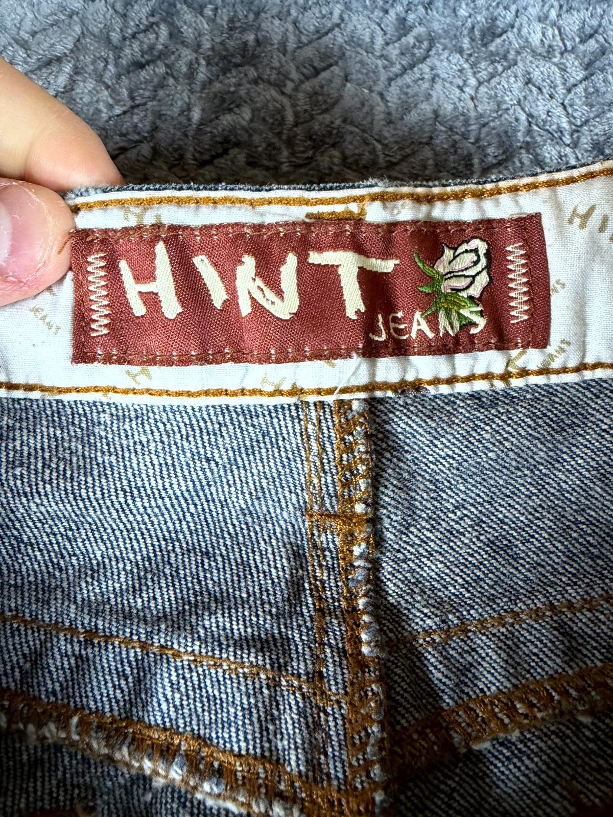 Vintage Hint Flare Jeans Womens 1 Blue Denim Cotton Studded Distressed Mid Rise