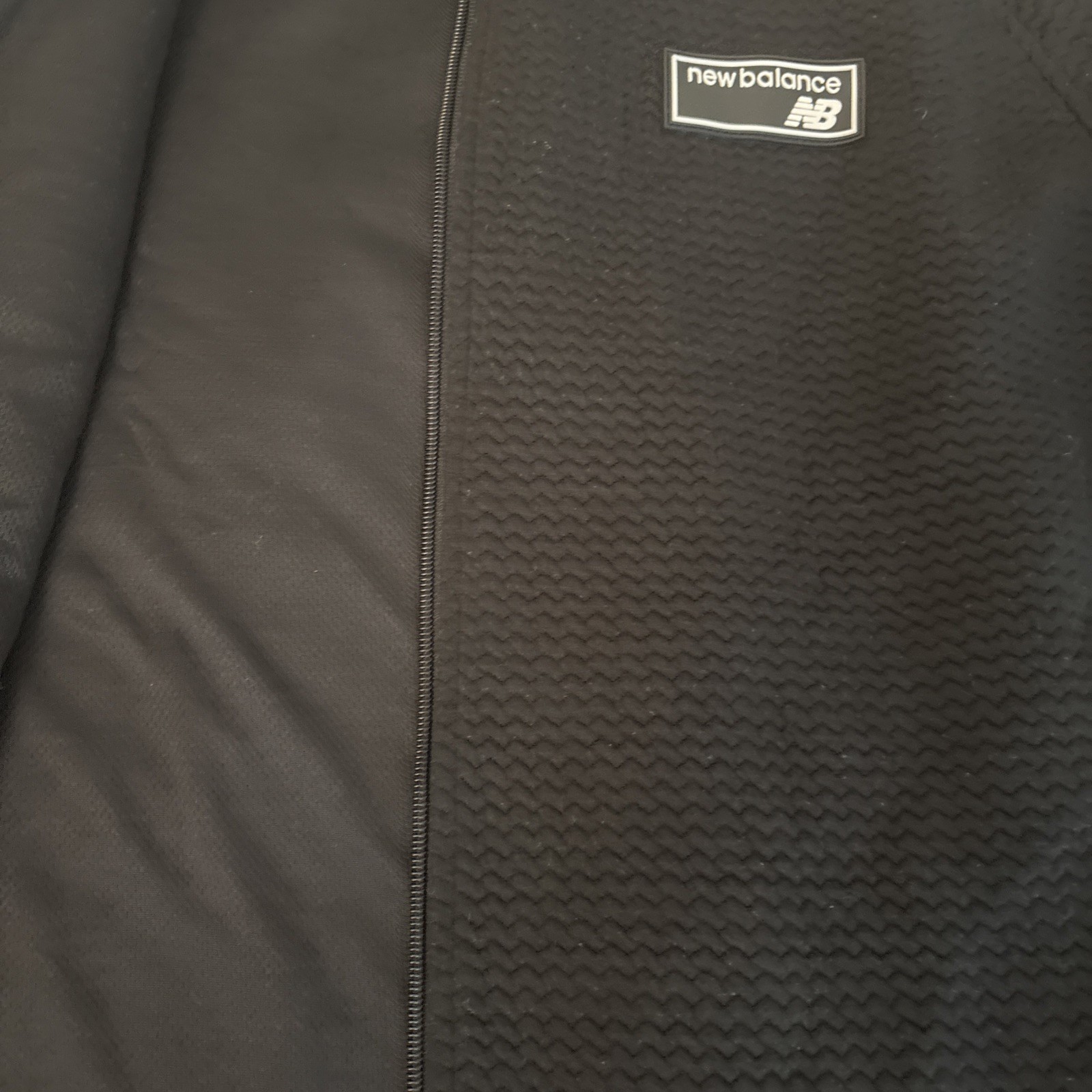New Balance Athletic Hooded Textured Fabric Black Jacket Men’s Size XL