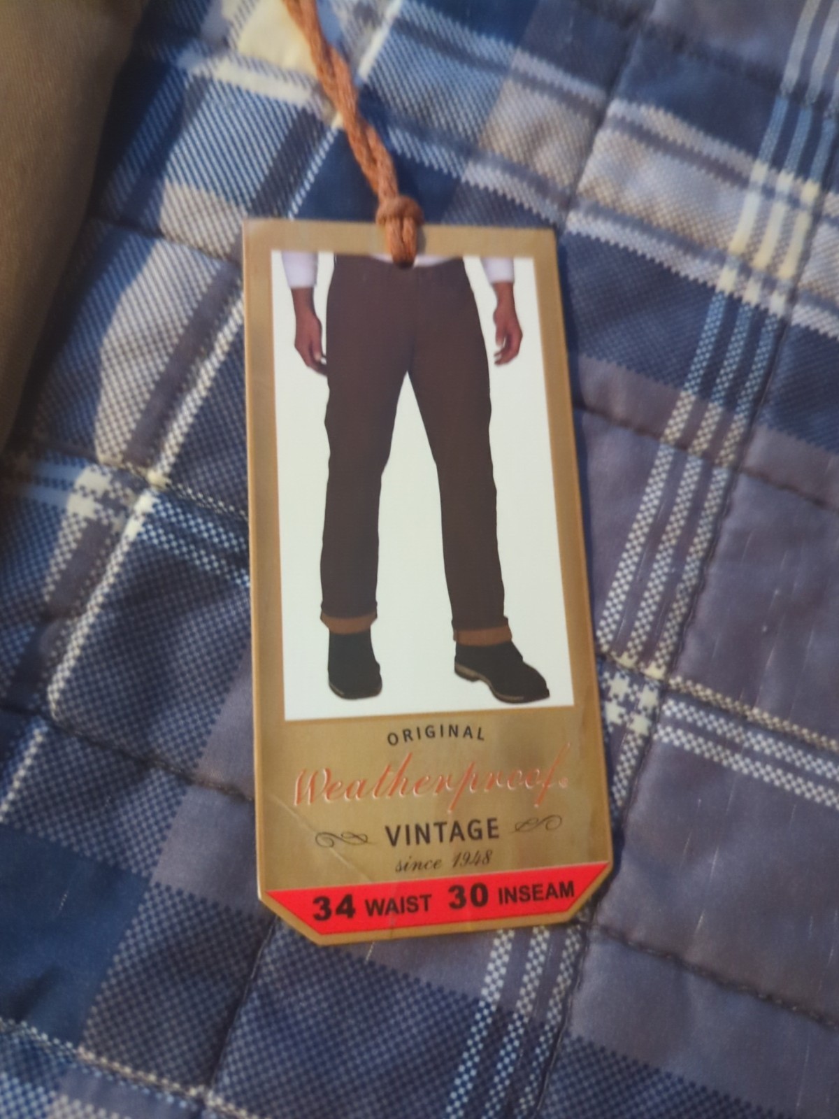 Weatherproof Vintage Men’s Fleece Lined Jeans 34×30 Brown Stretch Canvas 1078078