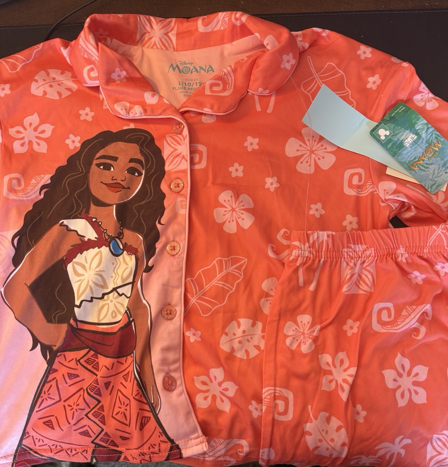 Moana Girls Top and Shorts Pajama Set 2-Piece NWT Size M (10-12) Description