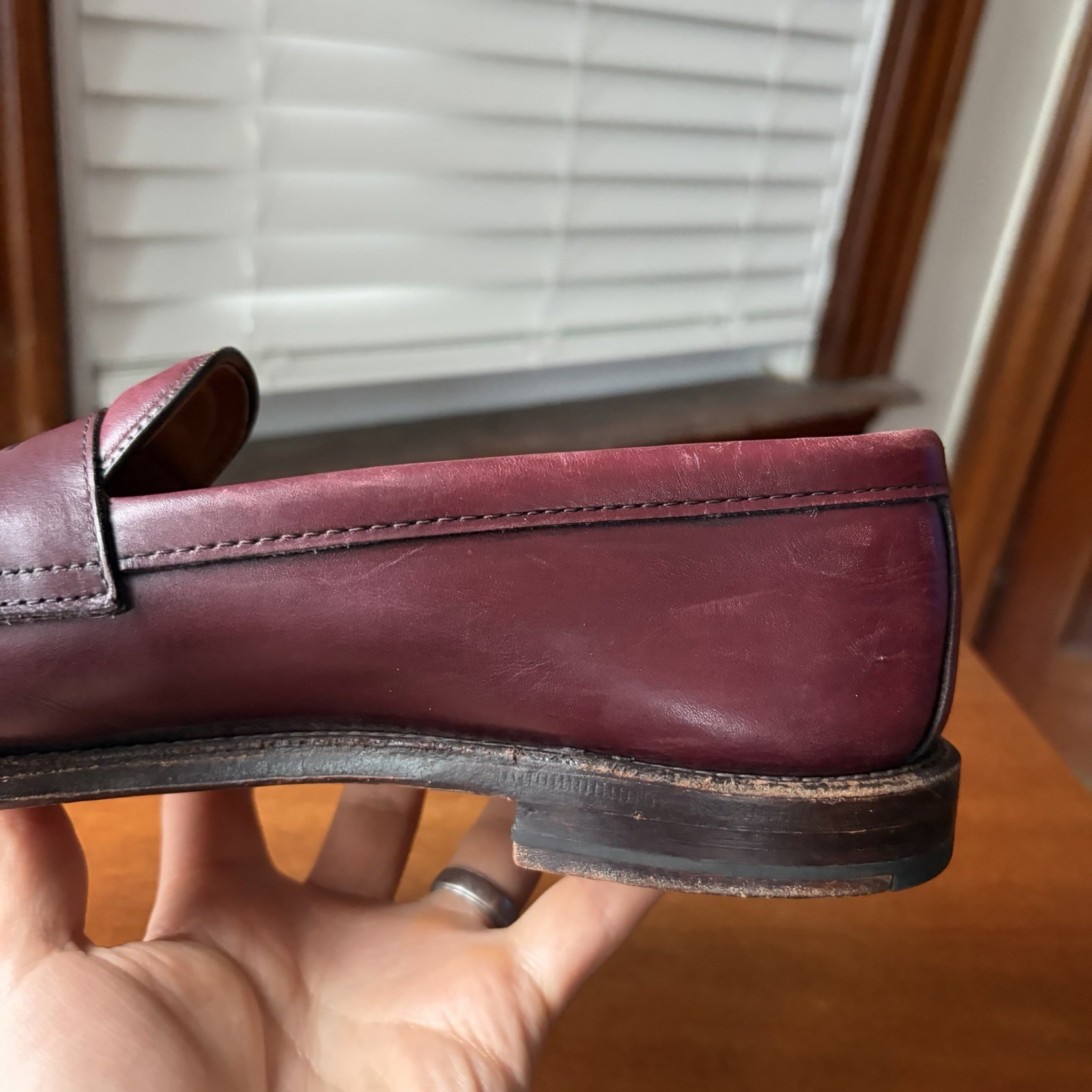 ALDEN 10.5D BURGUNDY CALF HANDSEWN LHS PENNY LOAFERS SHOES 984 10.5 D