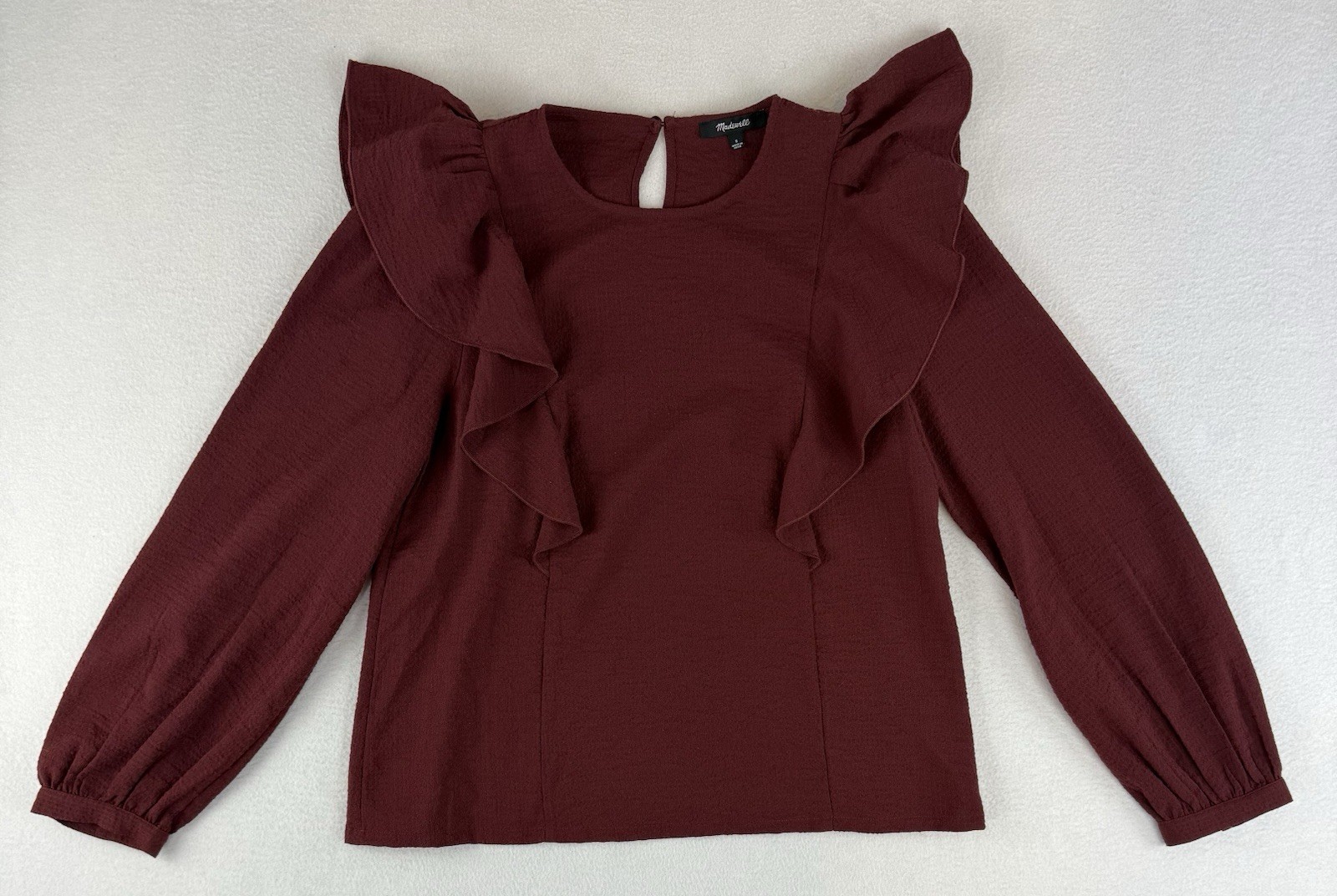 Madewell Women’s Size Small Ruffled Top AF662 Dark Cabernet