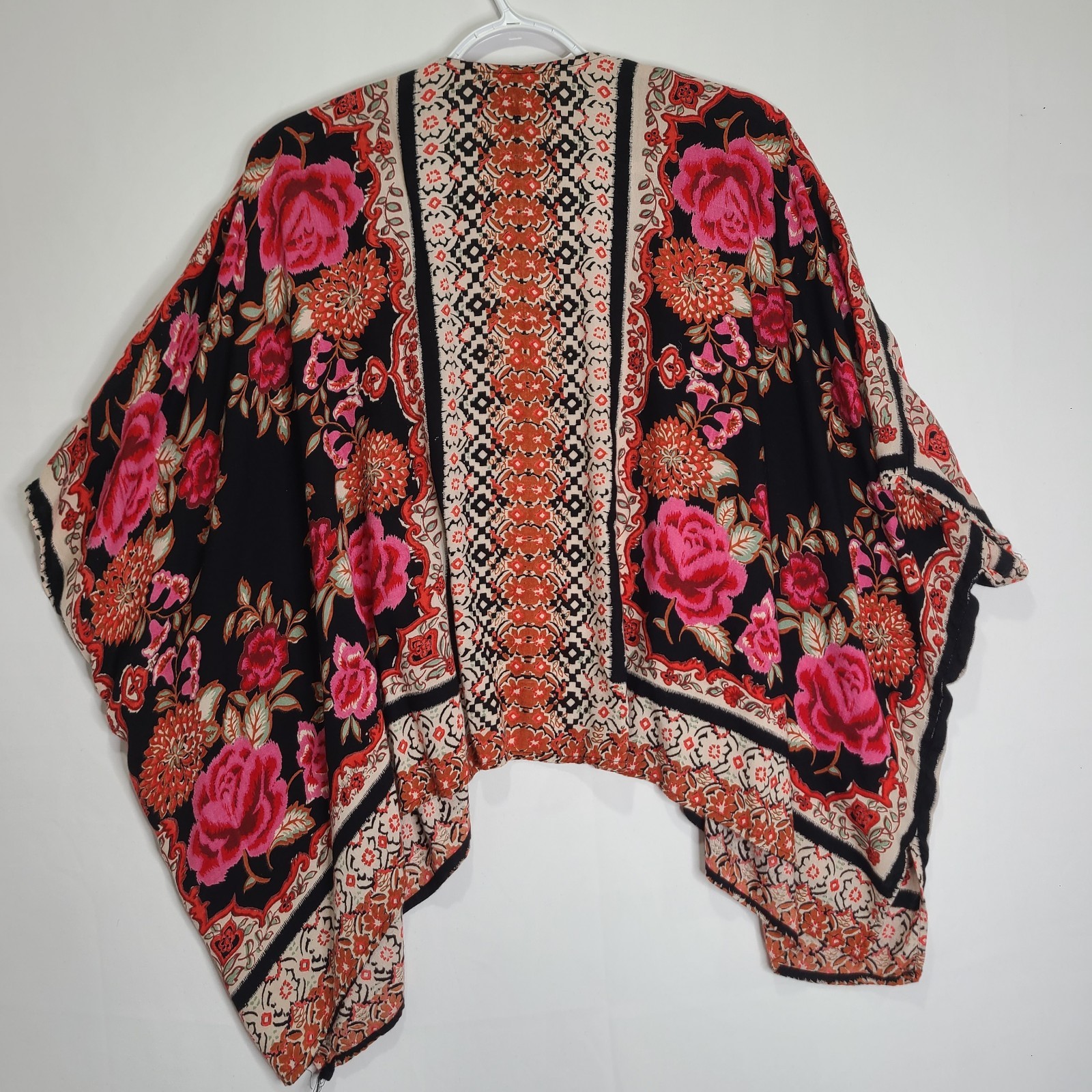 Vtg 90s Y2K Angie Colorful Lightweight Oversized Relaxed Shawl Roses Floral Lg