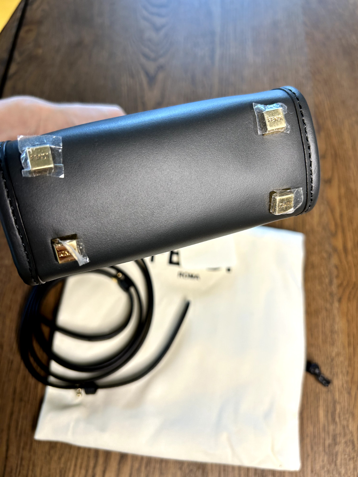 NEW – $1980 Fendi Mini Sunshine Open/No Closure Shoulder Tote Bag Gray Leather