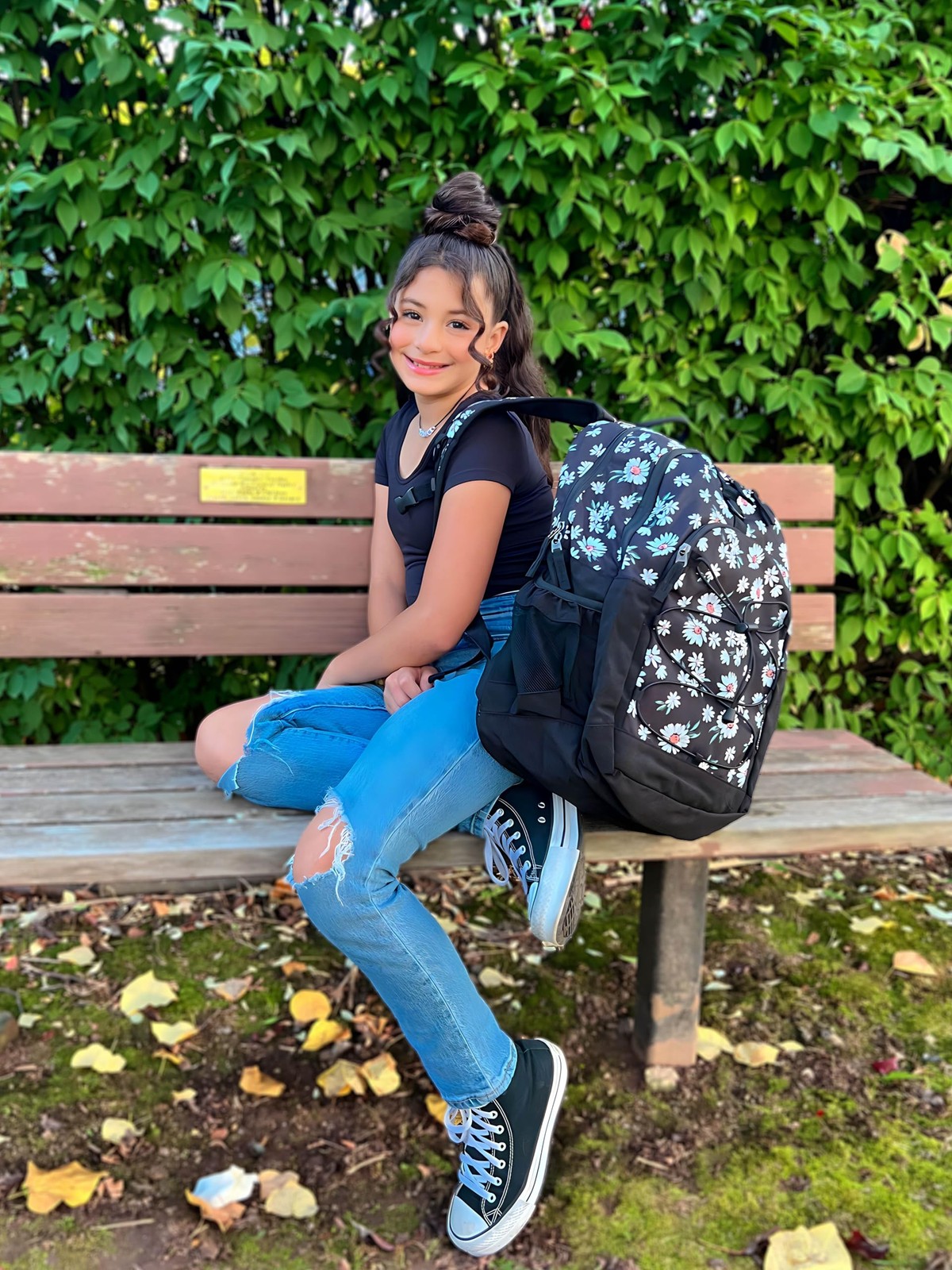 18 Inch Daisy Backpack Teen Girls Travel School Middle Large Bookbag Blue