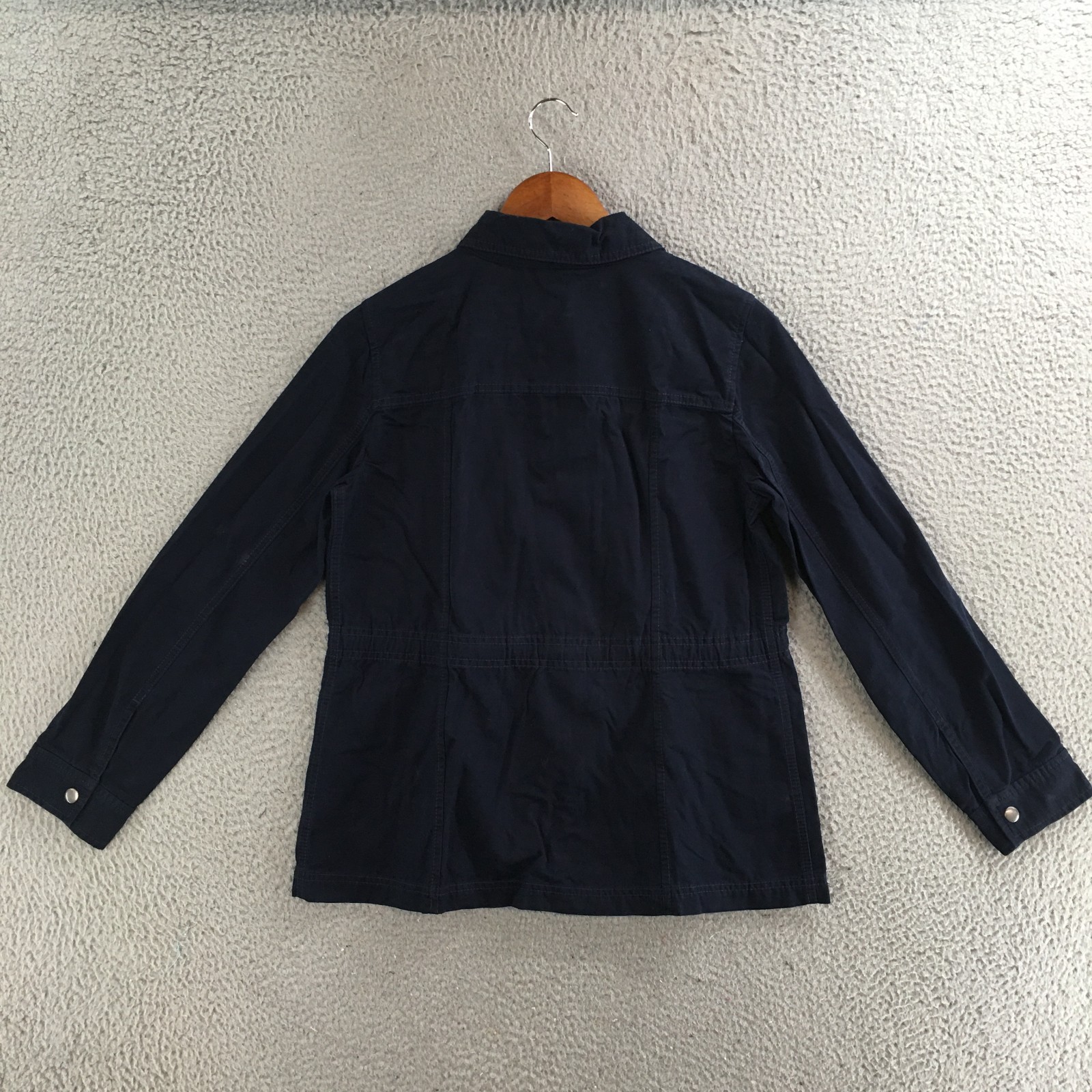 Talbots Safari Utility Jacket Womens XS Long Sleeve Full Zip Collared Denim Blue