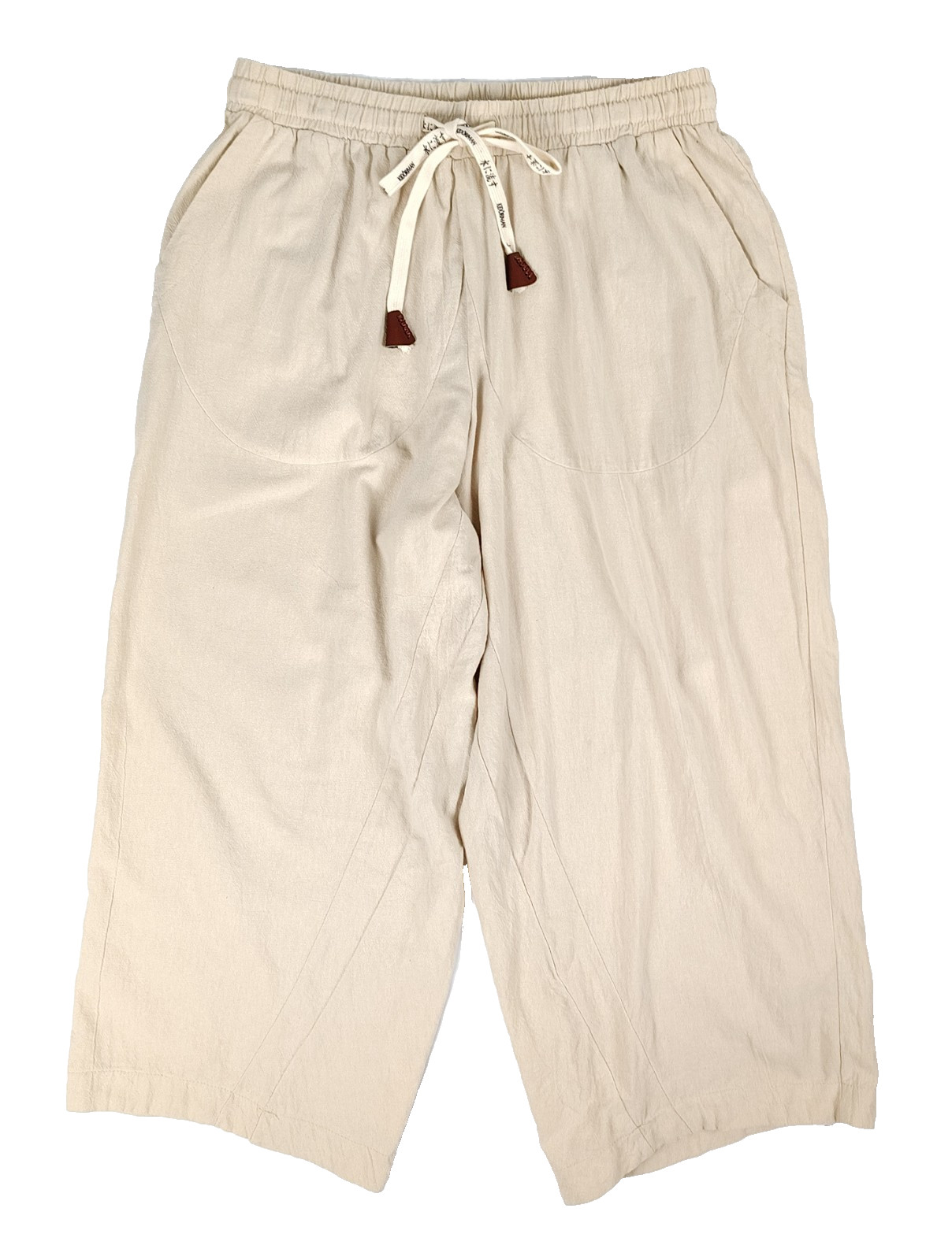 Kidoriman Sekino Cropped Pants Cotton Ivory Elastic Waist Mens M Waist 30 Tag XL
