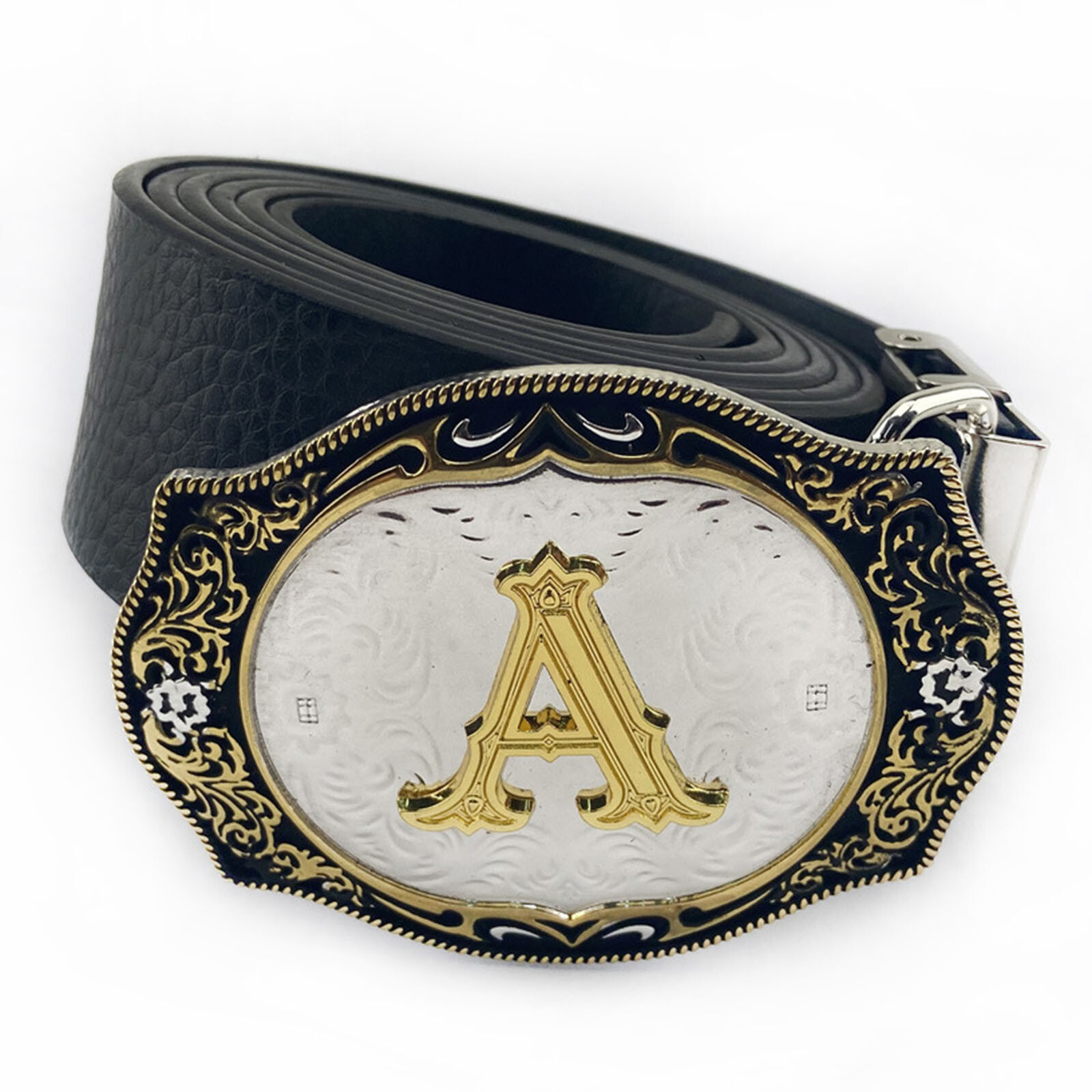 INITIAL ” A-Z ” RODEO COWBOY LETTER SHINE GOLD SILVER WESTERN BELT BUCKLE NEW