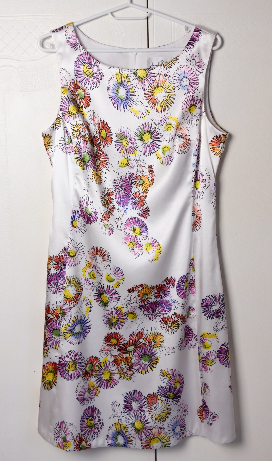 Joseph Ribkoff White Floral A-Line Dress UK 12 US 10 Sleeveless Knee Length