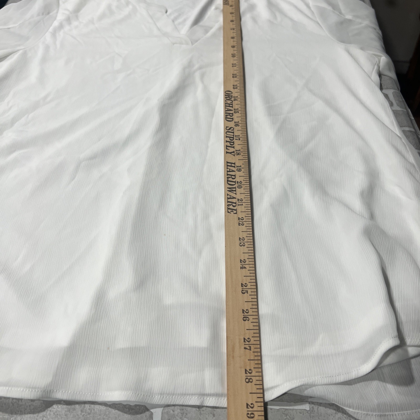 Timeson~ Sheer V Neck White Blouse~Long Sleeved With Roll Up Option~Sz XL